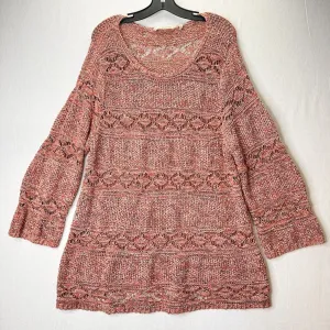Soft Surroundings Sweater 1X Tunic Open Knit Orange Boho Top Coastal Cowgirl