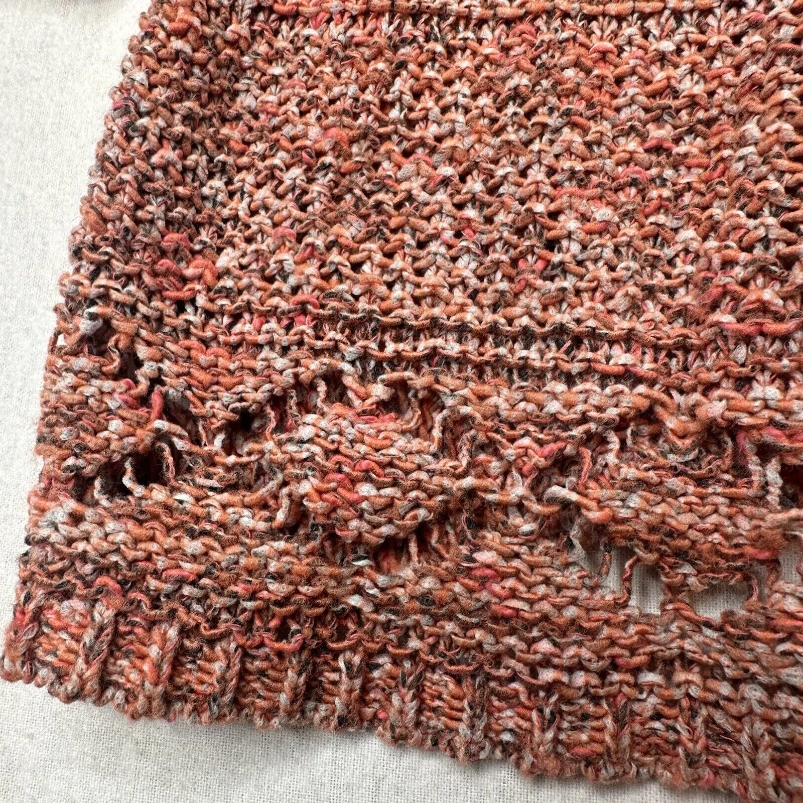 Soft Surroundings Sweater 1X Tunic Open Knit Orange Boho Top Coastal Cowgirl