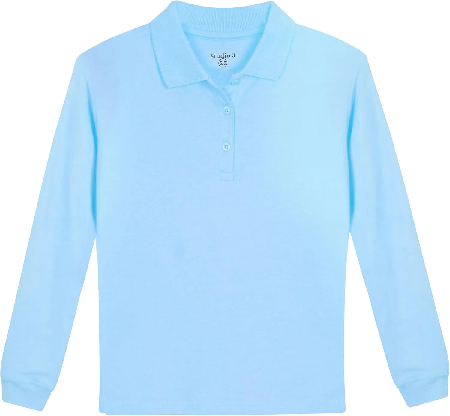 Studio 3 Girls' 4-Pack Soft Jersey Long Sleeve Polo Shirts