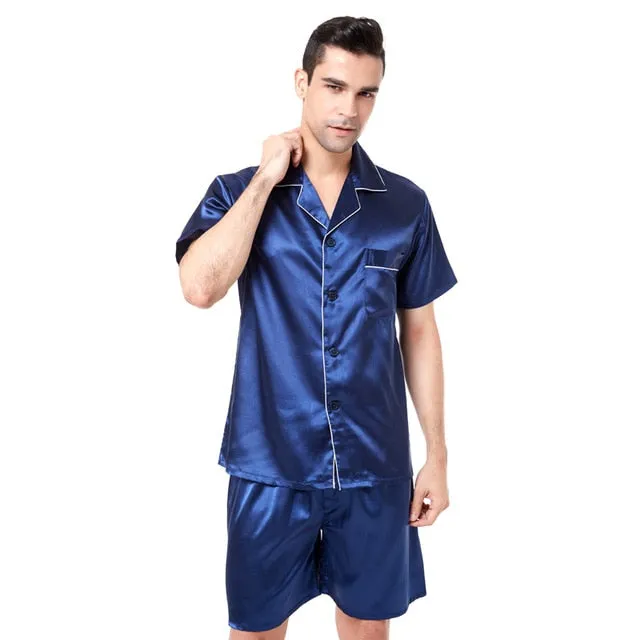 Summer Leisure Men's Elastic Waist Soft Silk Sleepwear