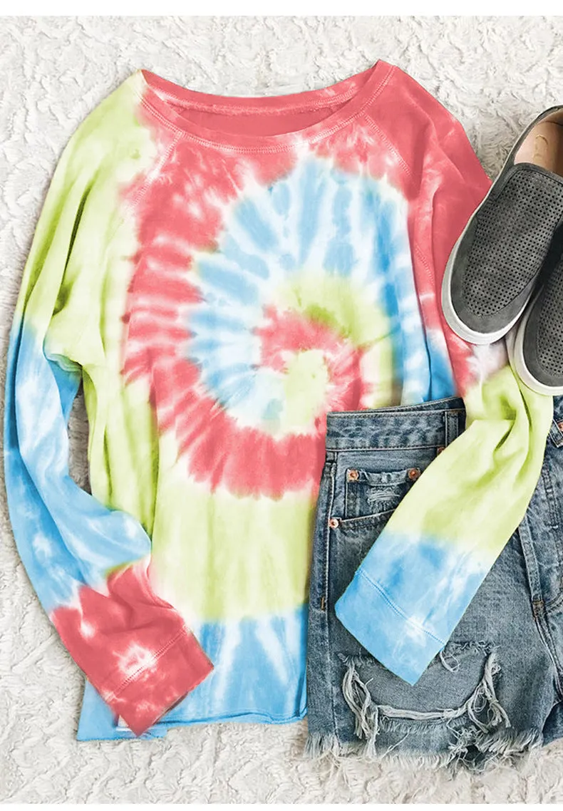 Tie Dye Long Sleeve Tops Women
