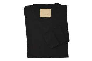 V: : Room-L/S Cashmere Soft Jersey Knit (Black Melange)