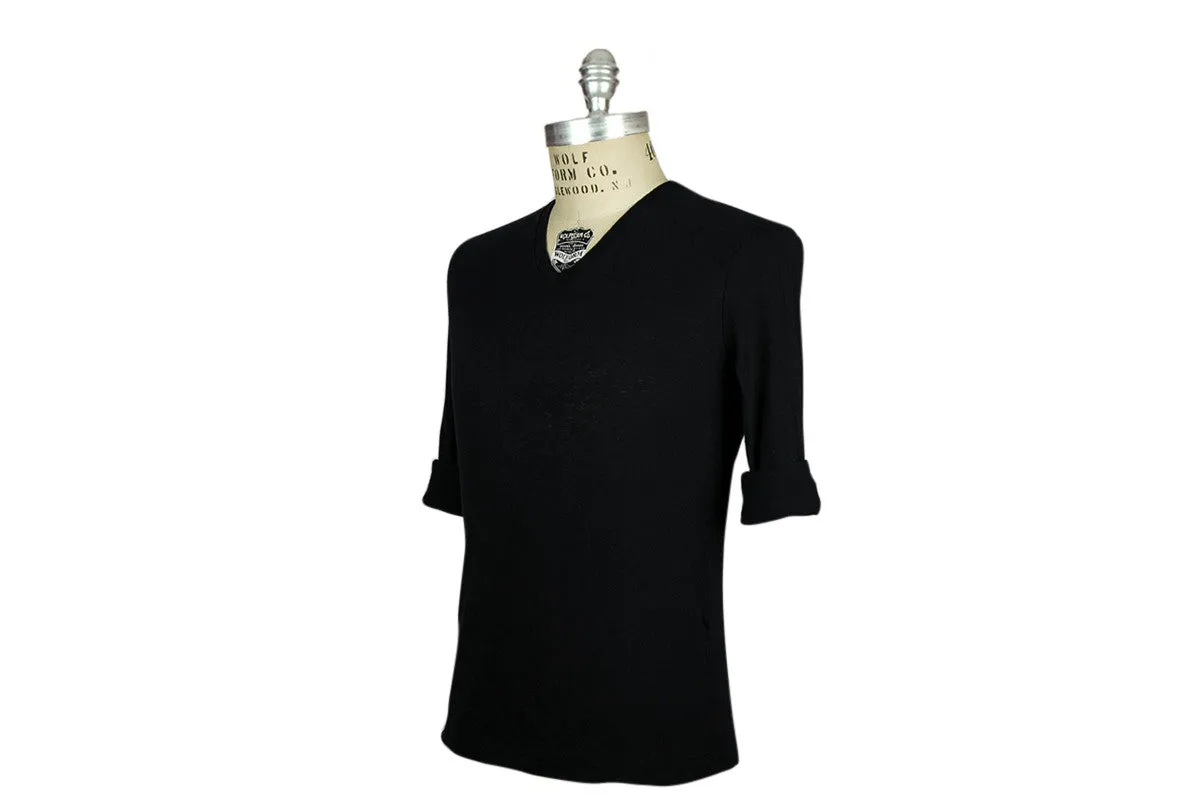 V: : Room-L/S Cashmere Soft Jersey Knit (Black Melange)