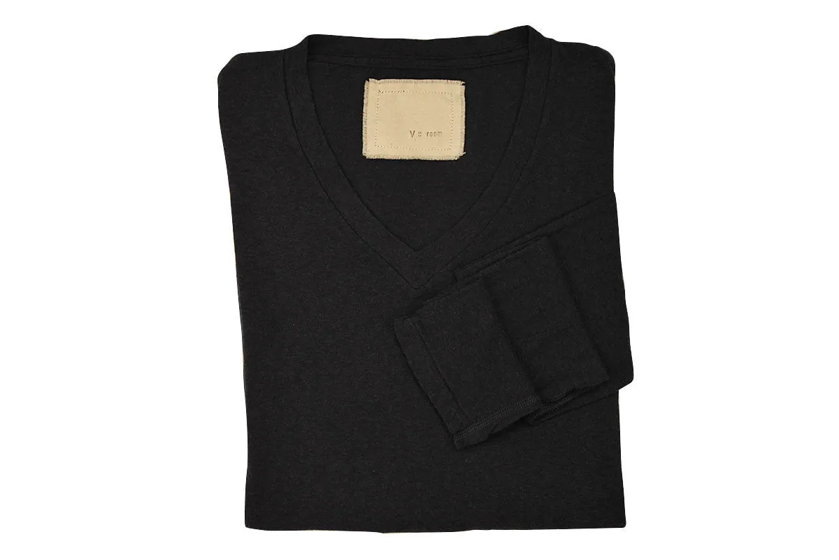 V: : Room-L/S Cashmere Soft Jersey Knit (Black Melange)