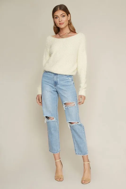 White Eyelash Sweater