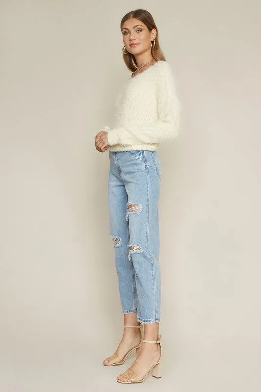 White Eyelash Sweater