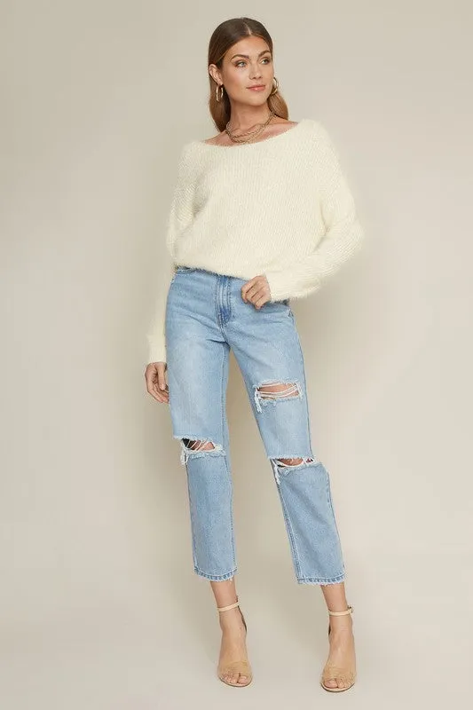 White Eyelash Sweater