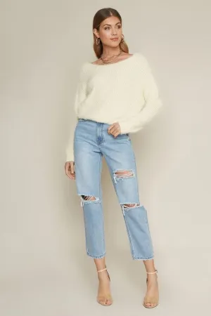 White Eyelash Sweater