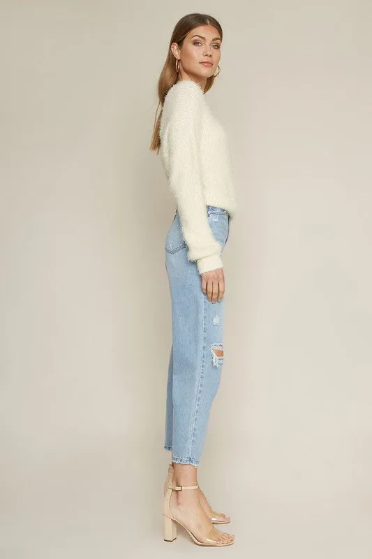White Eyelash Sweater