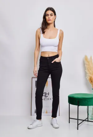 Wholesale Black Push-Up Slim Color Trousers