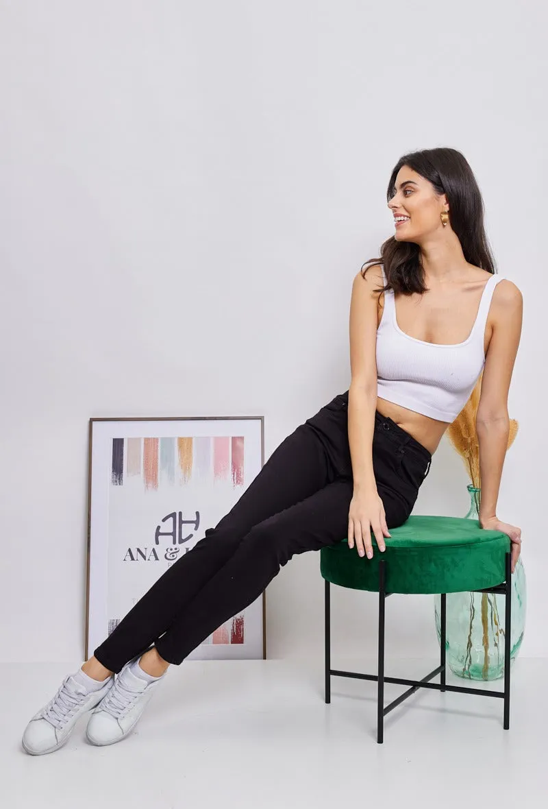 Wholesale Black Push-Up Slim Color Trousers