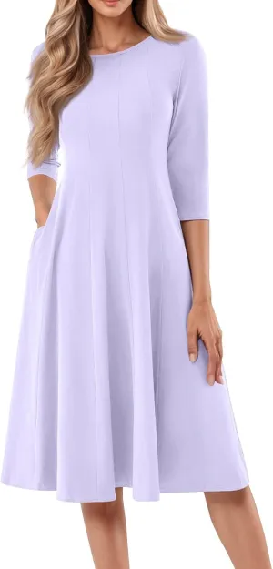 Women's A-Line Soft Dresses Midi Lightweight Breathable Sleevelesss Style Vacation Pockets Party Weddings Dress