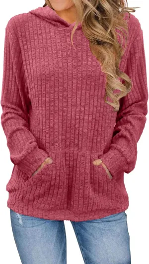 Womens Hoodies Oversized Long Sleeve Hooded Sweatshirts Casual Soild Color Pullover Tops 2024 Fashion