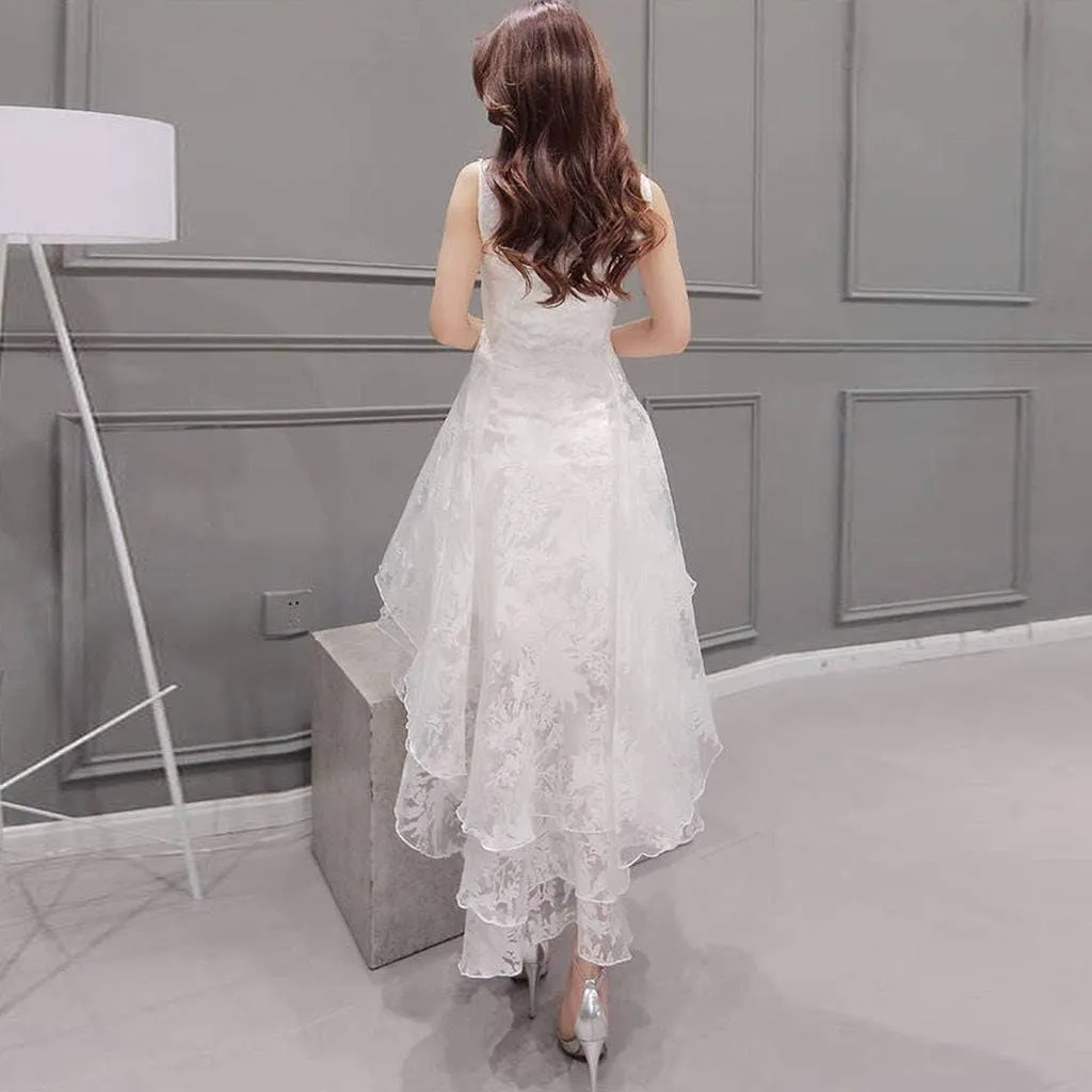 Women's Wedding Guest Bridesmaid Dresses Lace V Neck Embroidery A Line Mermaid Prom Formal Dresses for Wedding Guest