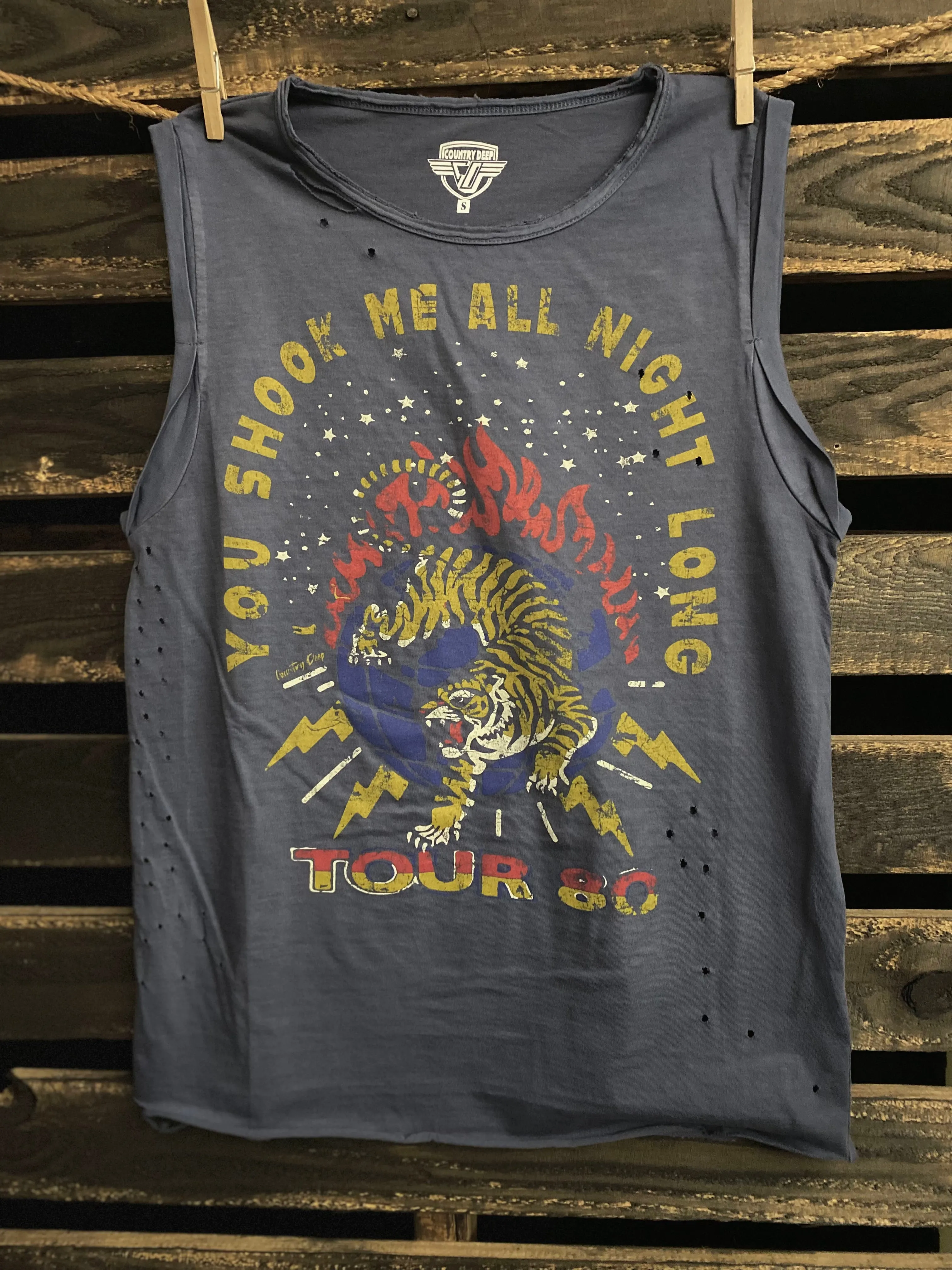 You Shook Me relaxed distressed Rolled sleeve Muscle top