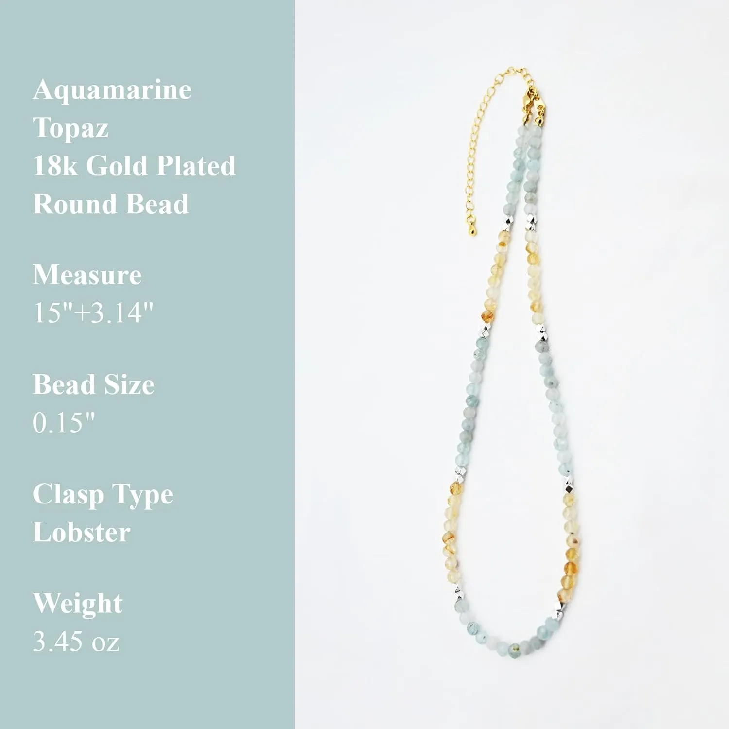 ZANNAH Gemstone Beaded Necklaces for Women - Boho Style Initial Necklaces 15"   3.15" Extender, Cute and Trendy Choker, Natural Stone Handmade Jewelry, Thoughtful Gifts for Women